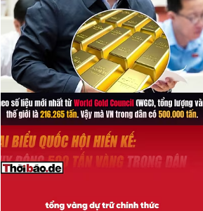 ĐẠI BIỂU QUỐC HỘI: DÂN VIỆT NẮM 500 NGHÌN TẤN VÀNG, THẾ GIỚI CHỈ 216 NGHÌN TẤN – SỰ THẬT HAY LỖI „NGHÌN“?