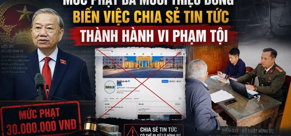 Mức phạt ba mươi triệu đồng biến việc chia sẻ tin tức thành hành vi phạm tội