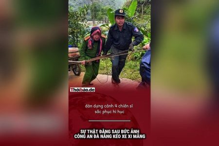 Sự thật đằng sau bức ảnh Công an Đà Nẵng kéo xe xi măng