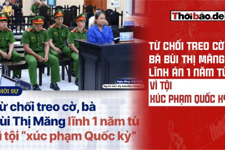 因拒絕懸掛國旗，布伊·蒂·芒女士以「侮辱國旗」罪被判處一年有期徒刑